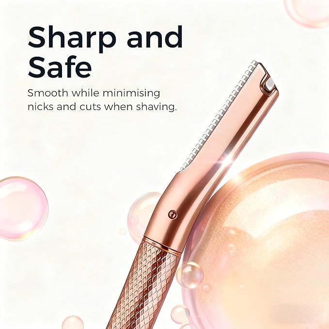 ZOMCHI Eyebrow Razor, Face Razors for Women&Men, Eyebrow Trimmer Shaper with Precision Cover,Facial Shaver with 6 Blades (Rose Gold)
