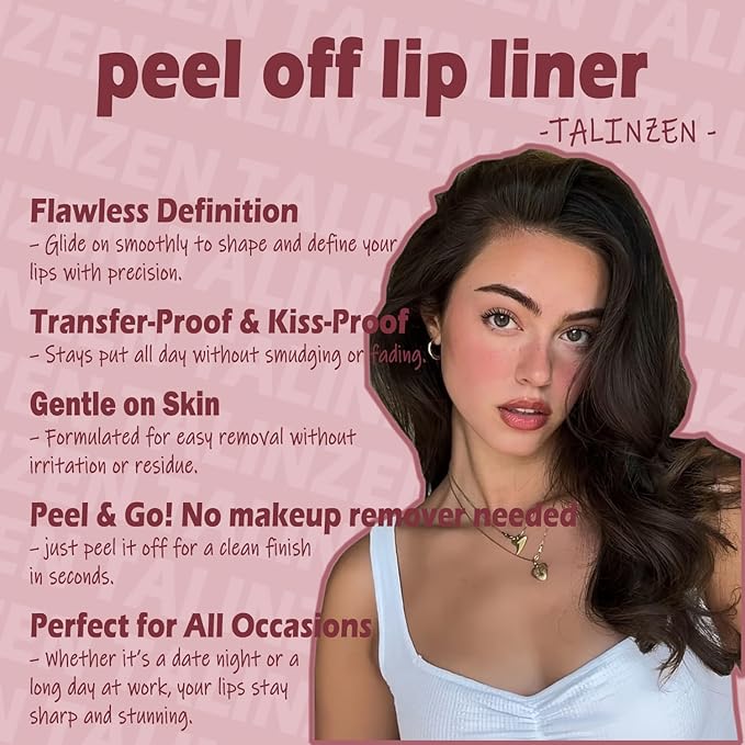 TALINZEN lip stain peel off,beauty-waterproof,transfer-proof and smudge-proof,makeup for all occasions,perfect for everyone (#03,0.12floz/3.5ml e)