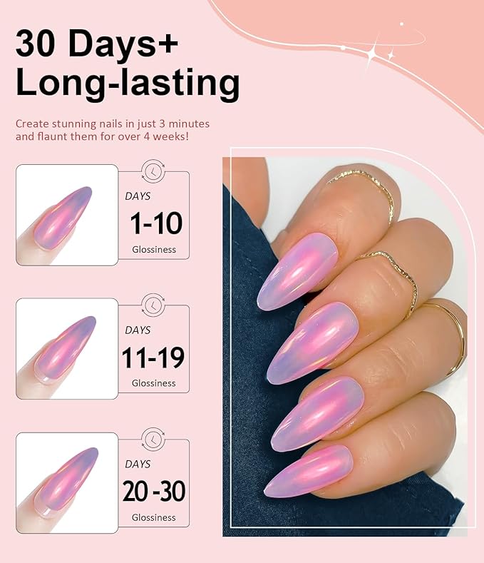 BISHENGYF Chrome Nail Powder -【Fairy Effect】Pink Chrome Nail Powder Aurora Mermaid Iridescent Chrome Powder For Nails, Pink Chrome Powder Metallic Mirror Glitter Pigment Dust For Manicure Decoration
