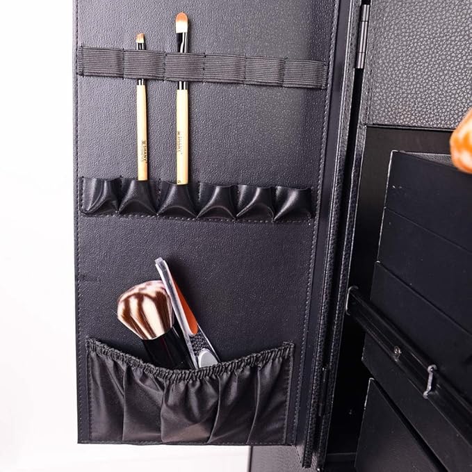 SHANY REBEL Pro Series – Makeup Artists Multifunction lighted Cosmetics Rolling Case with Fan - ONYX