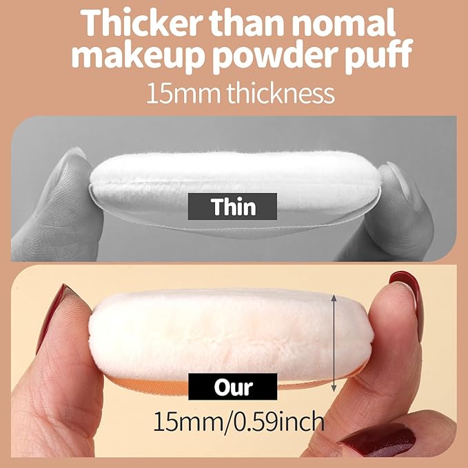 Teenitor 3Pcs Powder Puff 2.36 Inch, Soft Powder Puffs for Face Powder, Small Makeup Puff for Loose Pressed and Setting Powder with 3 Cases, Nude