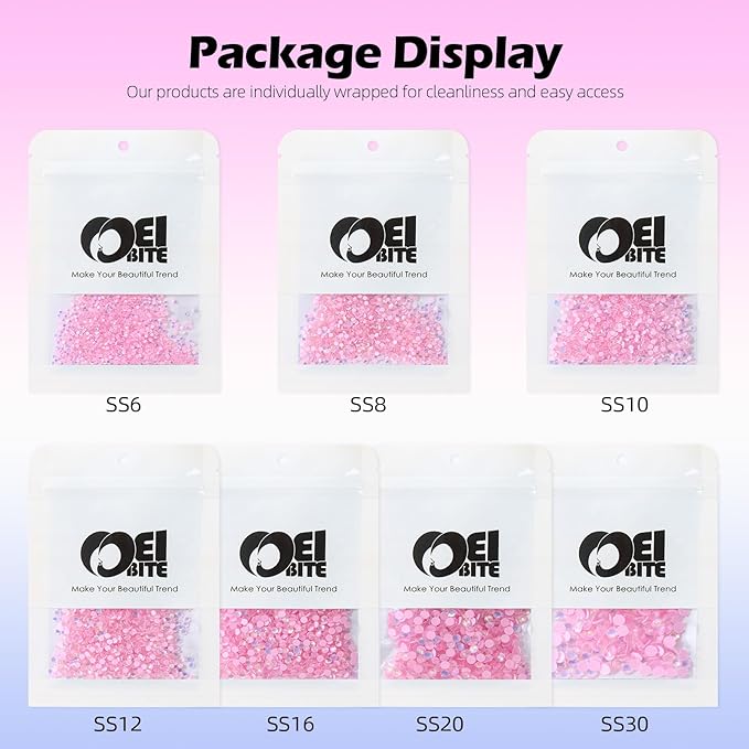 Meibite F Pink Flatback Rhinestones, Glass Rhinestones for Nail Art and Craft, Glue Fix, Loose Crystal Gemstones(F Pink, SS16, 1440pcs, 3.8-4.0mm)