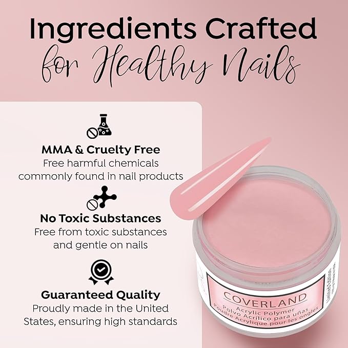 Tones Coverland Acrylic Nail Powder "Millennial Pink" - Limited Edition Acrylic Powder for Nail Design, Sculpting, and Masking Nail Bed Imperfections - Professional Acrylic Nail Supplies - (1.5 Oz)