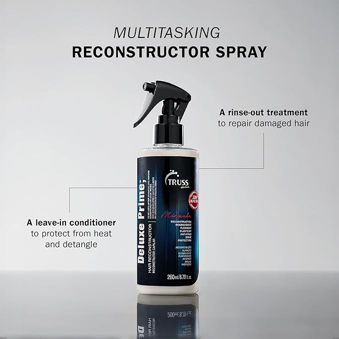 TRUSS Deluxe Prime Hair Treatment - Anti Frizz Heat Protectant Spray + Hair Primer - Nourishes, Detangles + Provides Thermal Protection Before Heat Styling (260 ml)