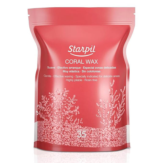 Starpil Wax 1000g / 2.2 lb Coral Hard Wax Beads for Painless Hair Removal, Stripless Wax Beads, Polymer Blend Low Temperature Wax for Face, Bikini, Brazilian, Legs, Underarm, Back and Chest