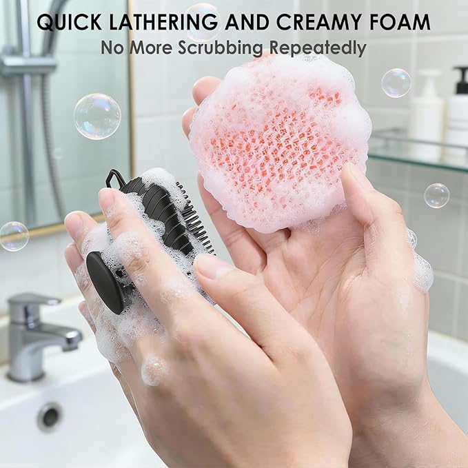 Face Scrubber & African Net, Silicone Exfoliating Brush for Men Women, Facial Cleansing Brush, Manual Waterproof Cleansing Skin Care, Blackhead Removing Pore Cleansing Massaging Face Brushes