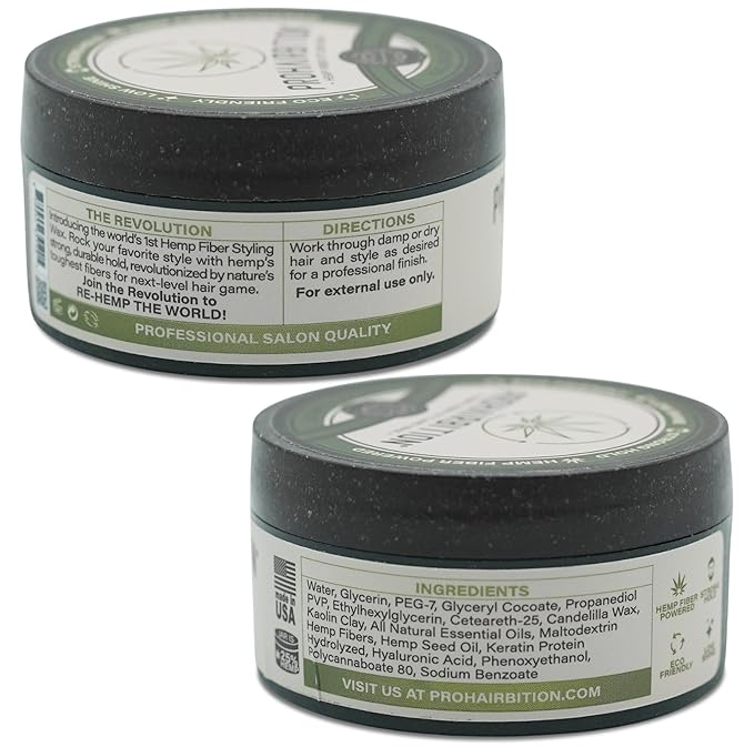 PROHAIRBITION Hemp Fiber Hair Wax Strong Hold Matte Finish – Non-Greasy and Long Lasting Hemp Infused Styling Wax for Healthier Hair- No Paraben Vegan Friendly Formula in Sustainable Packaging