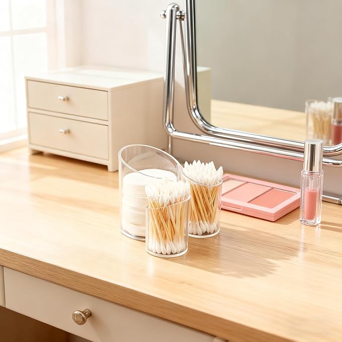 chunhai Cotton Pad Holder for Bathroom, cotton round holders Cups Dental Floss Dispenser, Vanity Makeup Organizer Storage Organizer for Cotton Pad QTips Paper Cup Floss