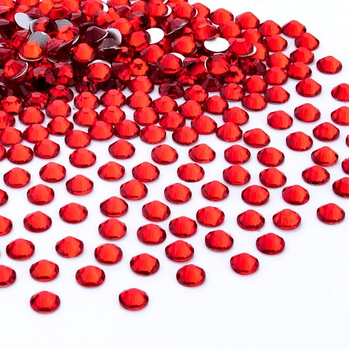 288Pcs Ruby Red Crystal Rhinestones,Glass Flatback Rhinestones Gemstones for Nail Face Makeup Art Crafts Clothes Decoration -(SS30,6.5mm,Ruby Red)