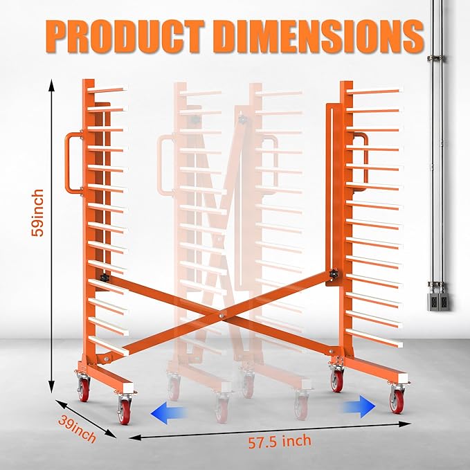 Paint Drying Rack for Cabinet Doors Drying Stand with Casters for Drying Paint for Interior, Exterior, Spray, Roll, Brush, Commercial, Pro Painters (15 Shelves)