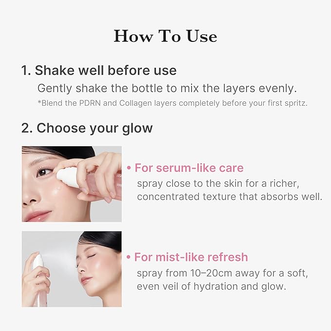 medicube Pink PDRN Collagen Glow Jelly Mist Serum | Dual-Texture Mist Serum with Niacinamide, Glutathione, Ceramide & Hyaluronic Acid | Lightweight for Deep Hydration, Radiance & Plump-Looking Skin