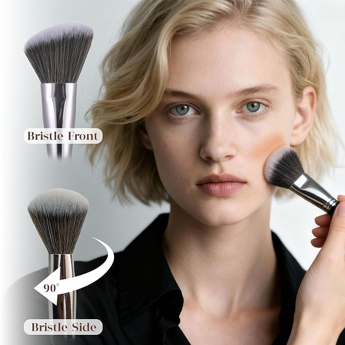 Angled Blush Brush, Bronzer Brush, Contour Brushes For Makeup, Foundation Brush, Angled Makeup Brush, Soft Dense Bristles Vegan & Cruelty-Free, Ideal For Liquid Cream And Powder Cosmetics