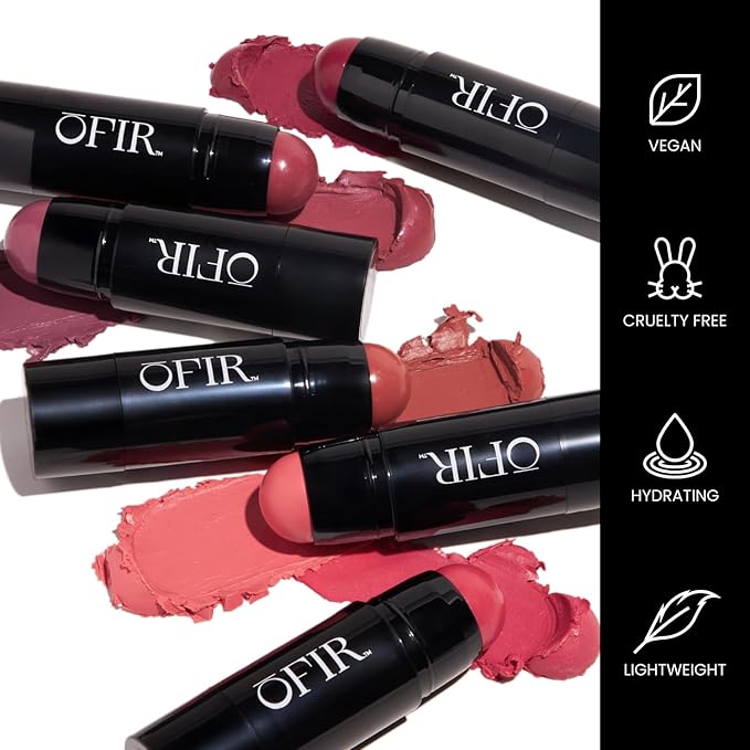 OFIR Cheek Tones Vitamin C Blush Stick | Buildable, Hydrating, Lightweight, Vegan Cream Blush Stick | Non-Transfer, Radiant Finish, Skin-Loving Formula | Brown Pear - Brick Brown | 0.21 oz