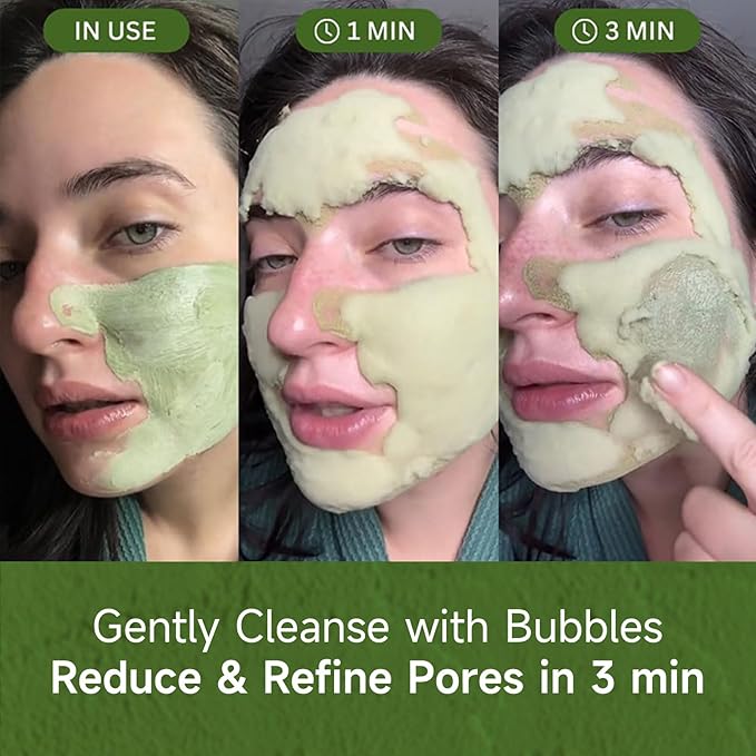 Holy Basil Bubble Deep Cleansing Mask - Purifying & Pore Minimizing Facial Cleaning with Charcoal & Green Tea, Oxygenating Foam for Acne-Prone, Cruelty-Free & Vegan Formula (90g / 3.17 oz) (1 PACK)
