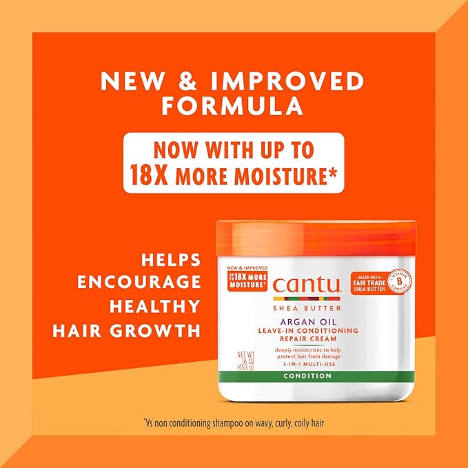 Cantu Leave-In Conditioning Repair Cream with Argan Oil, 16 oz (Pack of 2)