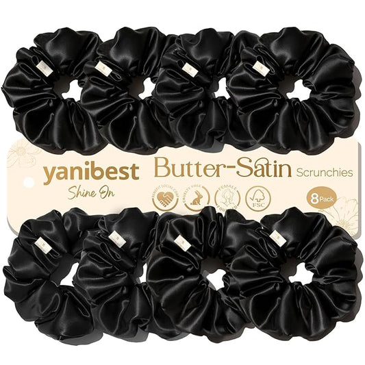 Yanibest 8 Pcs Satin Scrunchies - Silk Scrunchies Ponytail Holders,Soft Satin Hair Ties No Damage,Hair Accessories for Women