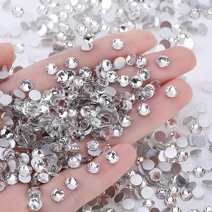 Novani Crystal Rhinestones, Flatback Loose Gemstones 144pcs Glass Rhinestones for Clothes Shoes Crafts Makeup Nail Art and DIY Decorations(SS40, Crystal Clear)