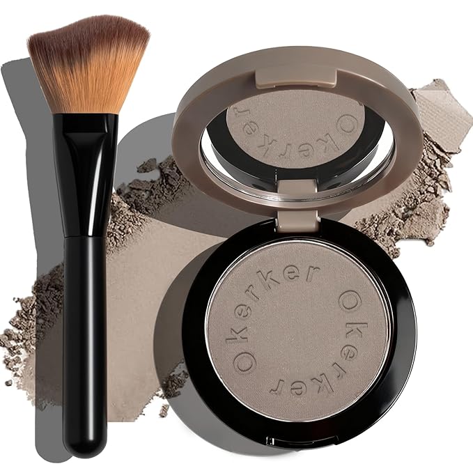 Cool Toned Contour Palette with Mirror, Taupe Grey Contour Powder for Fair Pale Light Cool Toned Skin, Nose Contouring Bronzer Powder with Face Wavy Bristles Brush