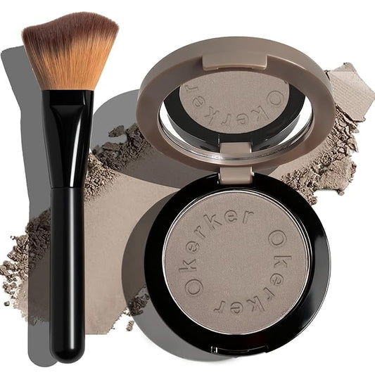 Cool Toned Contour Palette with Mirror, Taupe Grey Contour Powder for Fair Pale Light Cool Toned Skin, Nose Contouring Bronzer Powder with Face Wavy Bristles Brush