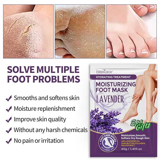 Moisturizing Foot Mask 5 Pack,Hydrating Foot Masks for Dry Cracked Feet,Moisturizing Socks Dry Skin Moisturizer for Soft and Smooth Touch Feet,Foot Care Spa Gifts for Women Men Valentines Gifts