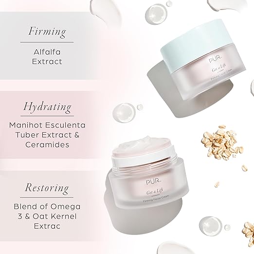 PÜR MINERALS Firming Facial Cream, Get a Lift by Triple-Action Lightweight Moisturizer for Face & Neck Tightens Sagging Skin & Restores Firmness for Fine Lines & Wrinkles - Non-Greasy & Gluten Free