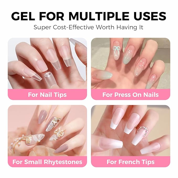 30ML Strong Nail Glue for Press On Nail Tips, Glue Gel for False Nails Fake Acrylic Nail, Upgraded Quick Drying, No Lamp Needed, Long Lasting