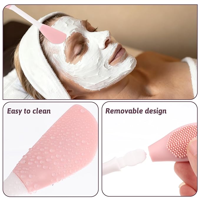 4 Pcs Face Mask Applicators, Double-Ended Mask Applicator Tool, Silicone Face Mask-Brush, Beauty Skincare Supplies Tool, Massage Spatula, Reusable Facial Brushes Applicator for Clay, Cream, Lotion