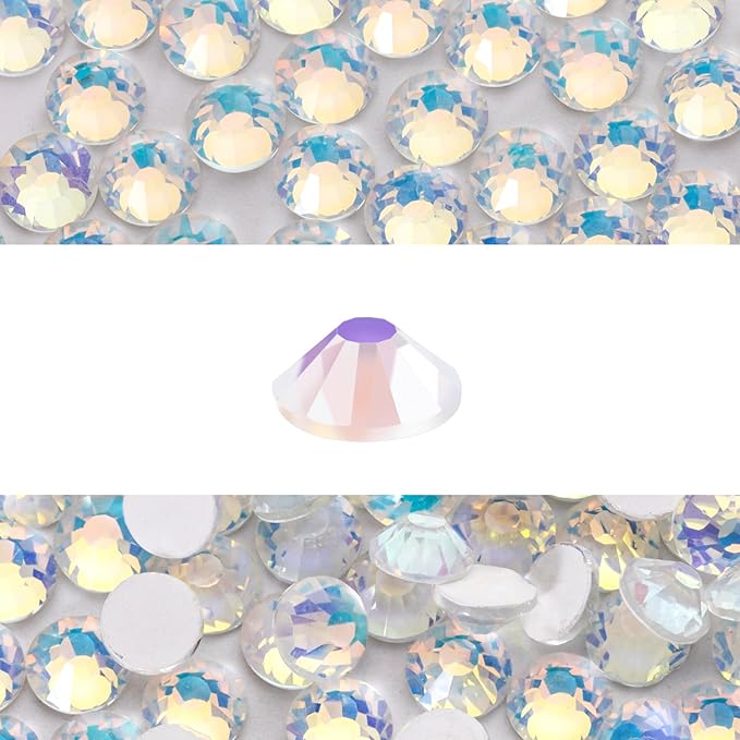Novani 3000 Pieces Flatback Rhinestones Glass Round Gems F-White Crystals for Nail Art DIY Crafts Clothes Shoes,SS6,1.9-2.0mm