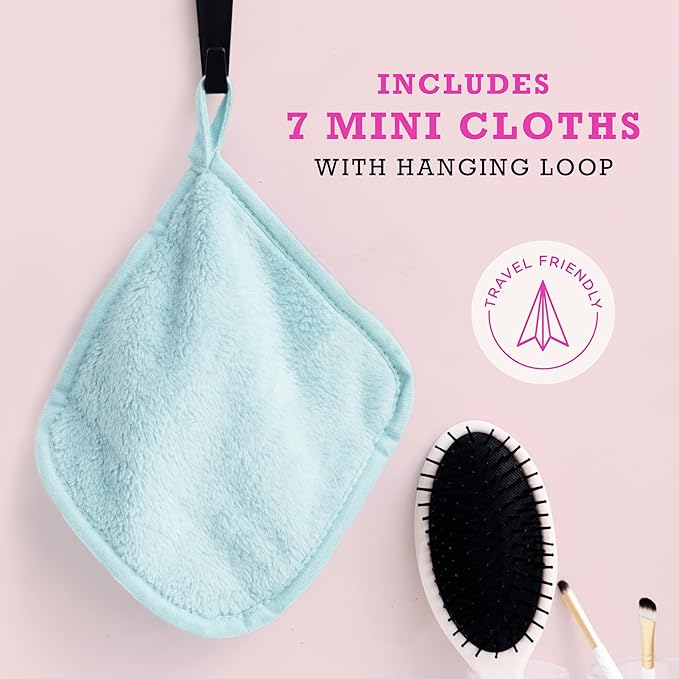 ERASE YOUR FACE Reusable Makeup Remover Cloths - Microfiber Face Towels to Cleanse & Remove Makeup - Water Activated for Sensitive Skin - Multi-Bright (Mini, 7 Count)