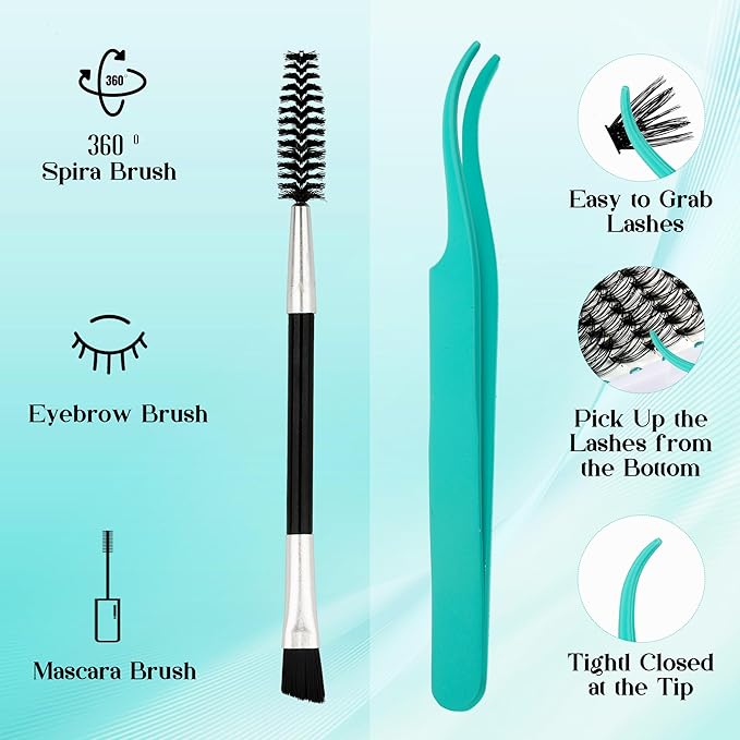 GEMERRY Lash Extension Kit DIY 280pcs Lash Clusters Kit Eyelash Extension Kit D Curl Individual Lashes Kit with Lash Bond and Seal Lash Tweezers for Self Use（30P-10-18mm)