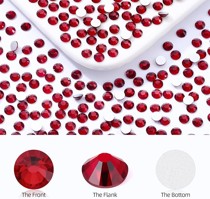 Meibite Siam Flatback Rhinestones, Glass Rhinestones for Nail Art and Craft, Glue Fix, Loose Crystal Gemstones(Siam, SS30, 576pcs, 6.4-6.6mm)