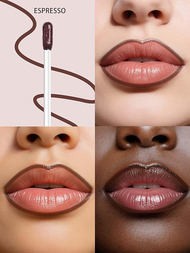 QCMME Lip Stain Peel Off Lip Liner Stain with Tweezer, Long Lasting Matte Lip Tint Tattoo, Highly Pigmented Color Lip Makeup, Waterproof Lipstick, Transfer-proof Lipstain for Women, Espresso