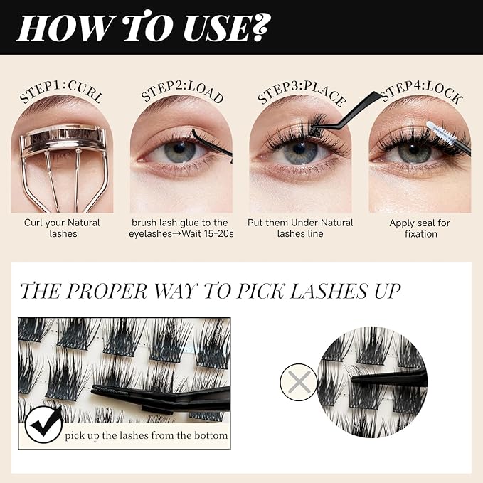 eyelash extension set 【 Kiby 】 DIY 192 eyelash cluster extension set, including eyelash glue and sealant, equipped with eyelash tweezers, suitable for self-service (curl D 12-16mm set)