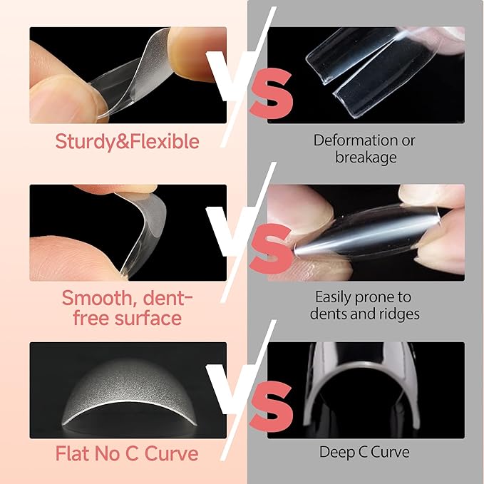 UNA GELLA Stiletto Gel Nail Tips: Full Cover 312Pcs No C Curve Halloween Stiletto Nail Tips Pre-buff Press On Nails Half Matte Almond Gel Tips for Nail Extension DIY Salon 12 Sizes