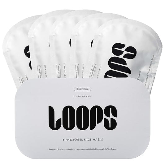 LOOPS DREAM SLEEP - Nighttime Slugging Hydrogel Facial Mask w/Natural Oils, Vitamins, Antioxidants, & Fatty Acids - Restored Skin, Toned, Plump, Hydrated - Gifts for Women, Stocking Stuffer - 5 pc