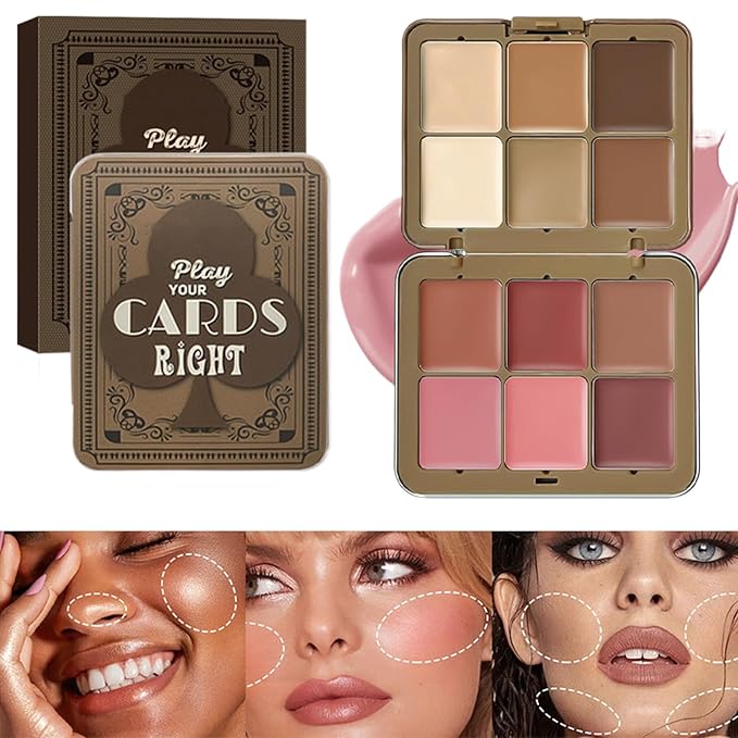 Blush And Concealer Palette | Natural Cheek Blush - 12-color Face Rouge And Contour Palette For Women, Facial Contouring Makeup