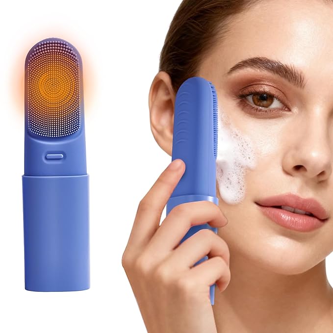 Face Scrubber with Heated,3 Modes Waterproof Rechargeable Portable Travel Size Makeup Remover Cleansing, Exfoliating and Massaging Facial Scrubber for Women & Men(Deep Ocean Key Blue)