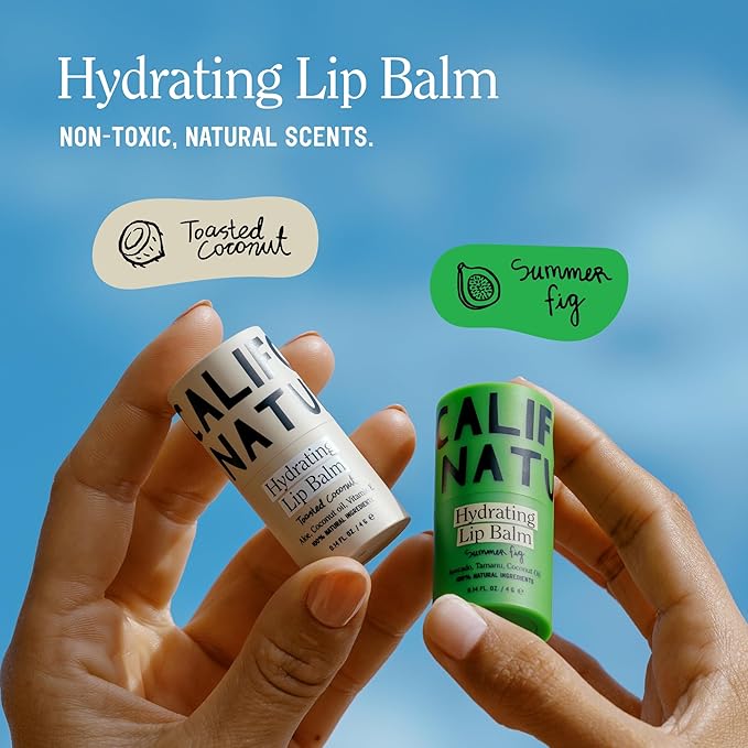 California Naturals Hydrating Lip Balm Duo, Petroleum Free, Natural, Cruelty Free, 100% Naturally Derived, All Skin Types, 0.28 Fl Oz (Pack of 2), Toasted Coconut & Summer Fig