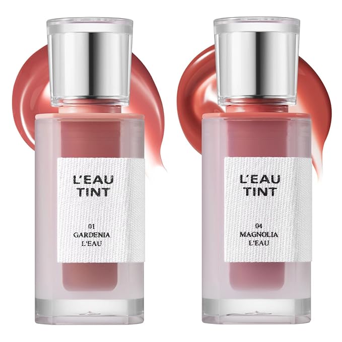 BBIA L’EAU Tint – Glossy & Glow Lip Stain Watery Lip Tint Non-Sticky High Shine Finish Long-lasting Moisturizing Lightweight Natural Daily Use Vegan Korean Makeup (01, 04 WARM TONE DUO SET)