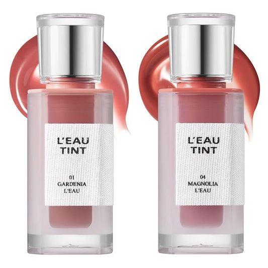 BBIA L’EAU Tint – Glossy & Glow Lip Stain Watery Lip Tint Non-Sticky High Shine Finish Long-lasting Moisturizing Lightweight Natural Daily Use Vegan Korean Makeup (01, 04 WARM TONE DUO SET)