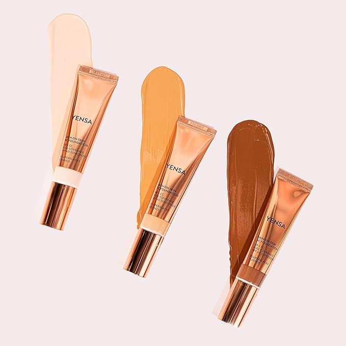 YENSA Skin on Skin BC Foundation Makeup - CC, BB Cream & Full Coverage Foundation-In-One - Buildable, Radiant Finish with SPF 40, Hyaluronic Acid, Peptides & 8 SuperBlacks - Fair Neutral (1 oz)