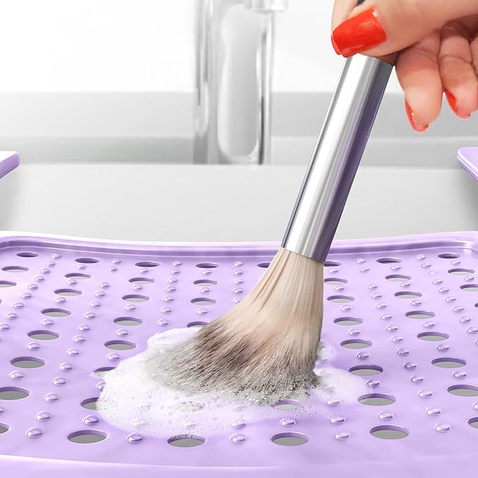 Sink Topper Bathroom Sink Cover for Counter Space & Storage Saver | RV Must Haves | Silicone Foldable Beauty Makeup Brush Cleaning Mat | Hot Tools Organizer | RV Sink Cover | Standard, Iris Lavender