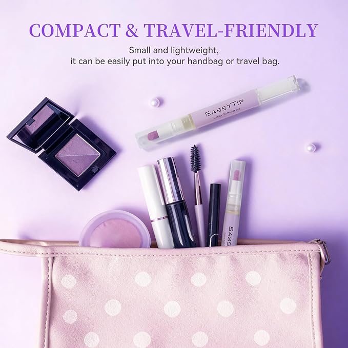 SASSYTIP Ceramic Cuticle Pusher & Oil Pen, 2ml Rose/Lavender Scented Nail Care Pen, Gentle Cuticle Remover for Dry & Damaged Nails, Hangnails, Moisturize Strengthen Brighten (Purple)