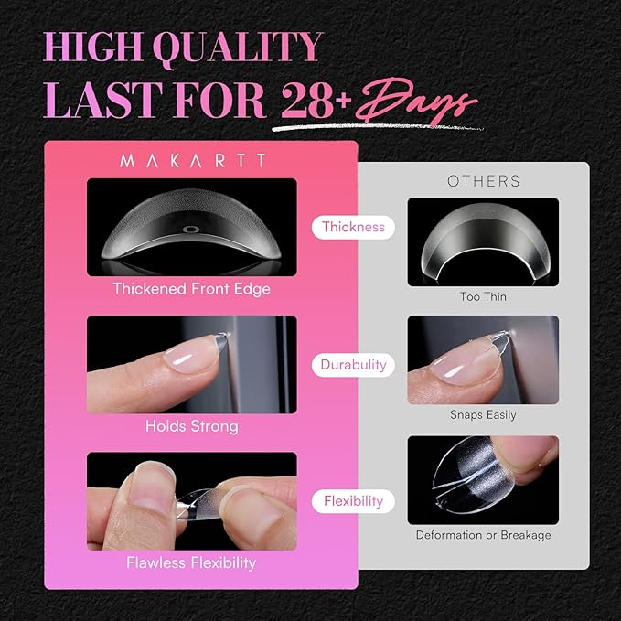 Makartt Extra Short Almond Nail Tips: 504PCS, 15 Sizes, Half Matte, Clear Artificial Fake Nails Almond Shapes - Full Cover Soft Acrylic Press On Nail Extensions Supplies Salon and DIY at Home