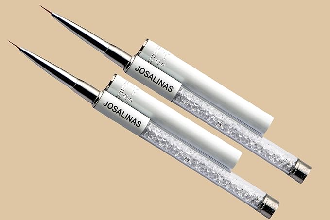 JOSALINAS Nail Brushes Art Pen 2PCS, Gel Polish Painting Tools with Nail Extension Gel Builder, Salon at Home DIY Manicure (White-Liner#7mm)