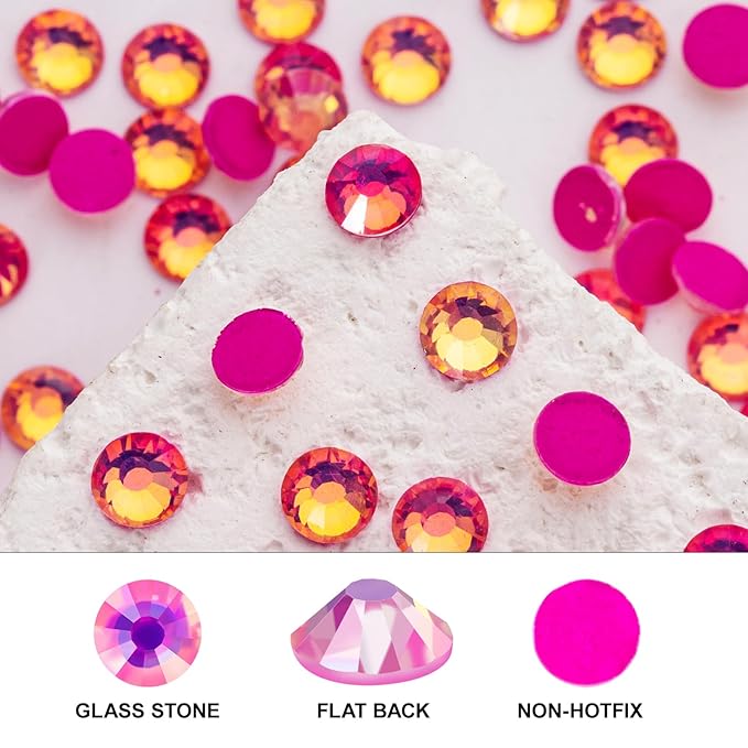 Novani 3000 Pieces Flatback Rhinestones Glass Round Gems F-Rose Crystals for Nail Art DIY Crafts Clothes Shoes,SS8,2.3-2.5mm