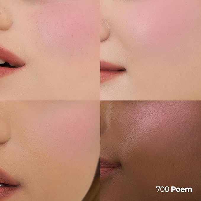 Laka Love Silk Blush, Radiant Powder Blush, Silky, Buildable Color with a Natural Glow, Long Lasting, Moisturizing Formula for a Fresh, Flushed Look, K-Beauty (#708 Poem)