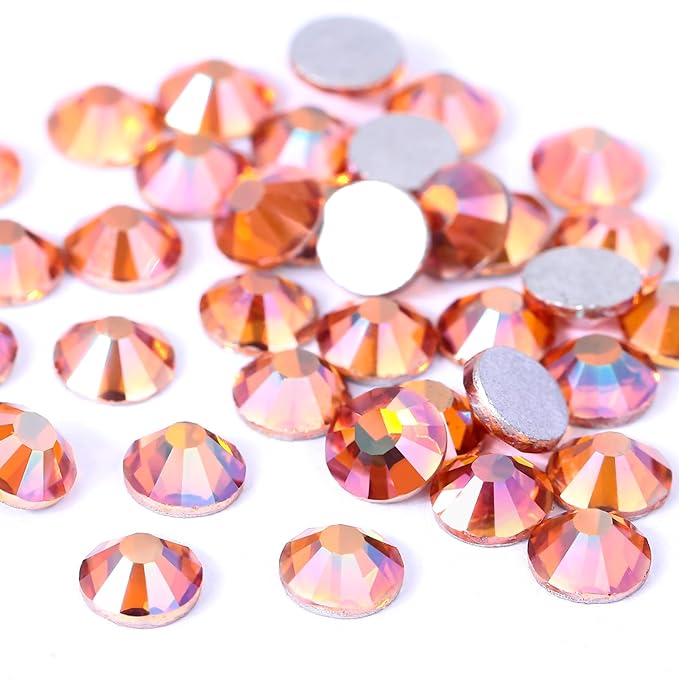 Novani Rhinestones 3000Pcs Flatback Crystal Round Loose Gemstones Glass Rhinestones for Crafts Makeup Nail Art Clothes Shoes DIY Decorations(SS6, 1.9-2.0mm,Amber)