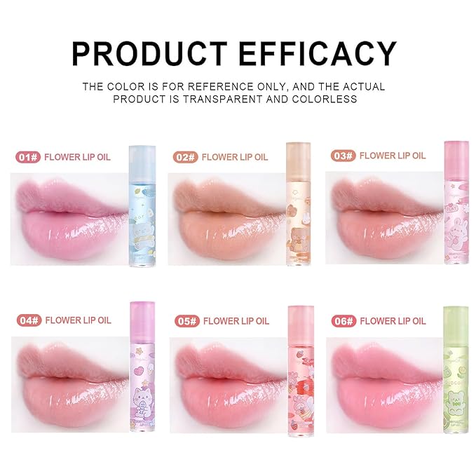 6pcs Roll On Lip Gloss Set, Fruit Flavored Lip Gloss Set Glossy Lip Make-up for Women Non Toxic, Party Gift, Best Friends
