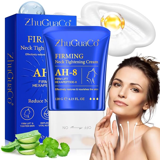 lofuanna AH-8 Firming Neck Cream,Firming Lifting Neck Creams for Tightening & Moisturizing Skin with Massage Roller, AH-8 Neck Cream for Crepey Skin,Hydrating & Reduce Wrinkles for Men and Women